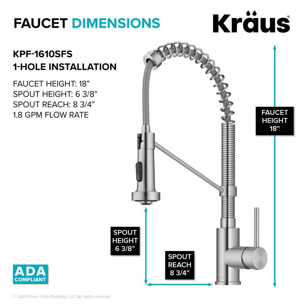 KRAUS Loften 33 in. Drop-inUndermount Double Bowl Stainless Steel Kitchen Workstation Sink with Faucet and Accessories KWT302-3318-1610SFS