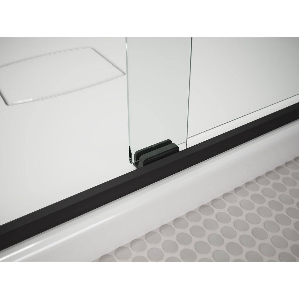 KOHLER Pleat 59.625 in. x 63.5625 in. Frameless Sliding Bathtub Door in Matte Black with Crystal Clear Glass K-707602-8L-BL