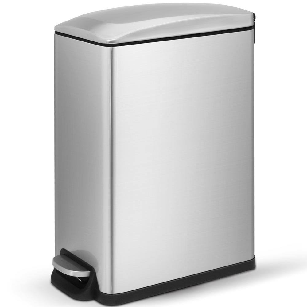 Innovaze 12.9 Gal.45-Liter Fingerprint Free Stainless Steel Slim Rectangular Kitchen Step-on Trash Can MGCS-AS1904