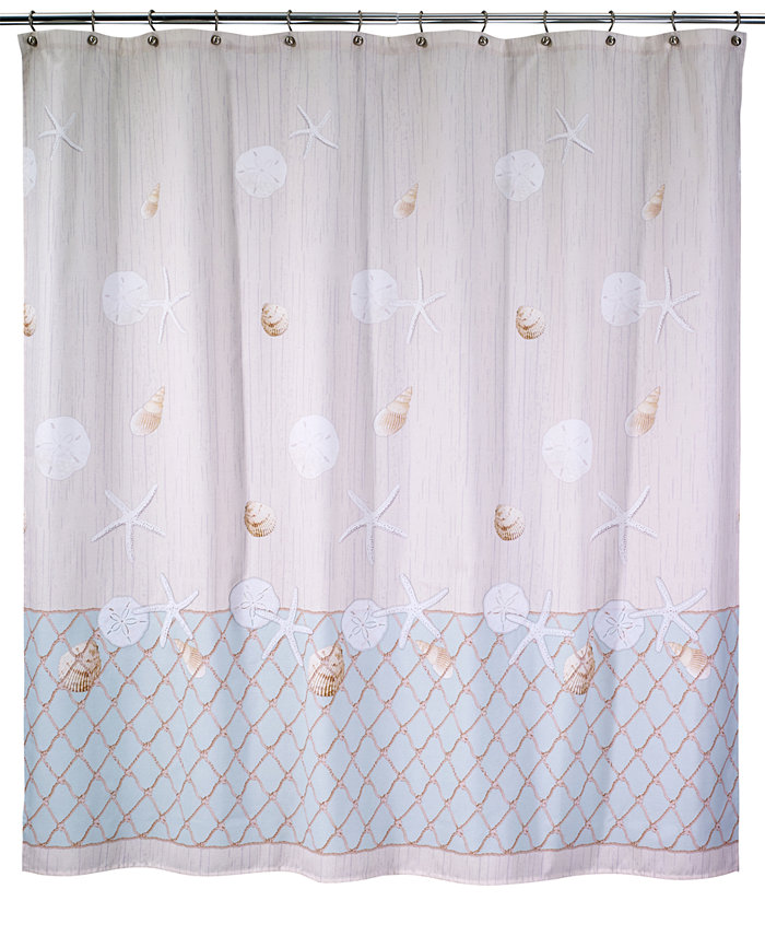 Avanti Seaglass Seashell and Netting Shower Curtain 72 x 72