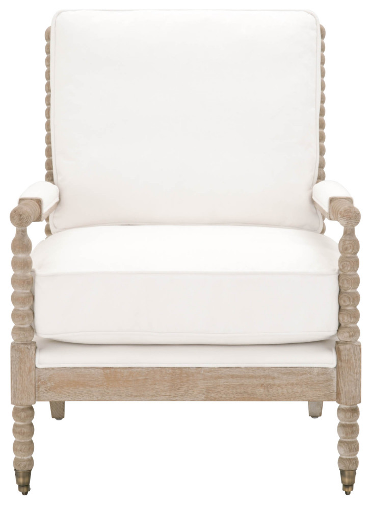 Rouleau LiveSmart White Performance Fabric Lounge Chair Solid Wood Frame   French Country   Armchairs And Accent Chairs   by Sideboards and Things  Houzz