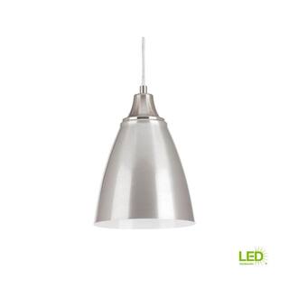 Progress Lighting Pure Integrated LED Collection 1-Light Brushed Nickel Cord Hung Mini Pendant with Metal Shade P5175-0930K9