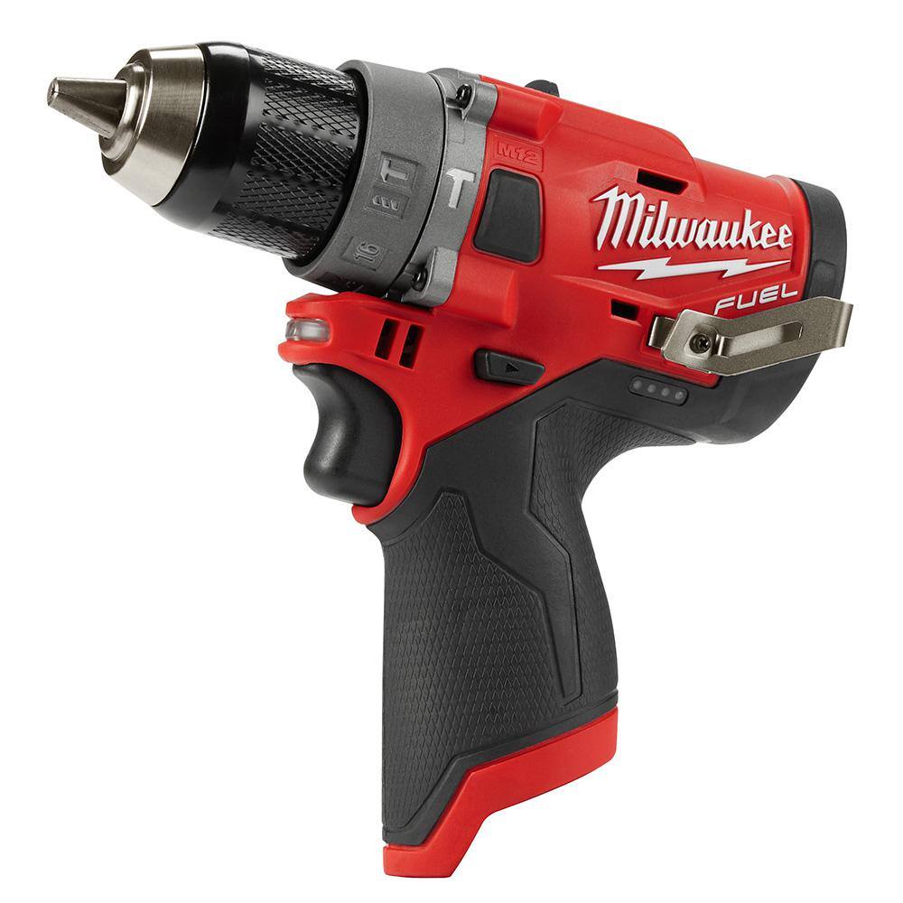 MW M12 FUEL One-Key 12-Volt Lithium-Ion Brushless Cordless 38 in. Digital Torque Wrench  12 in. Hammer Drill (2-Tool) 2465-20-2504-20