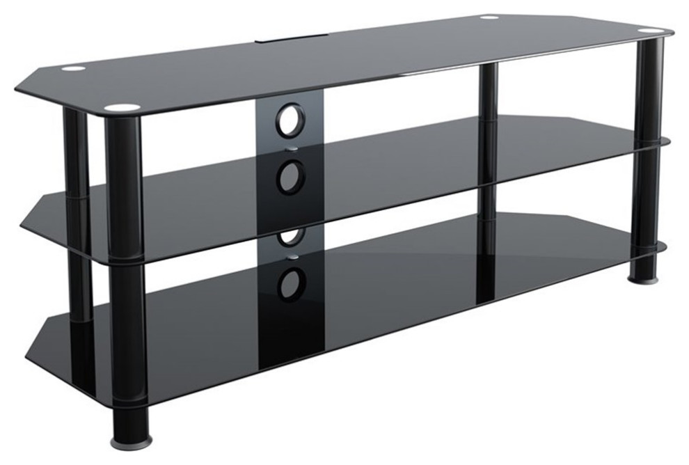 AVF Transitional Steel and Glass TV Stand for 39 quotto 60 quotTVs in Black   Contemporary   Entertainment Centers And Tv Stands   by Homesquare  Houzz