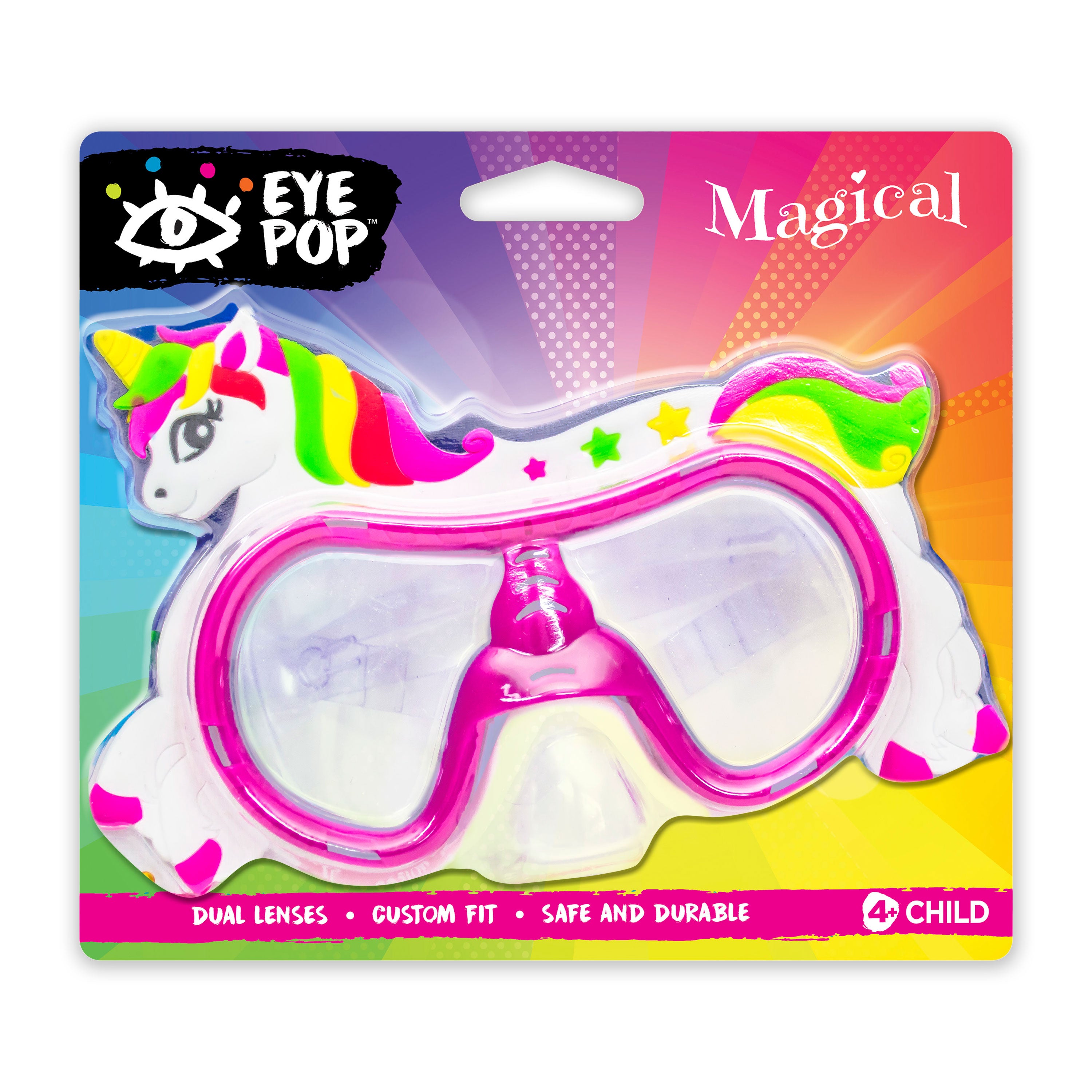 Eye Pop Pink Kids Swim Goggles, Ages 4 Years and Up, Unicorn Character