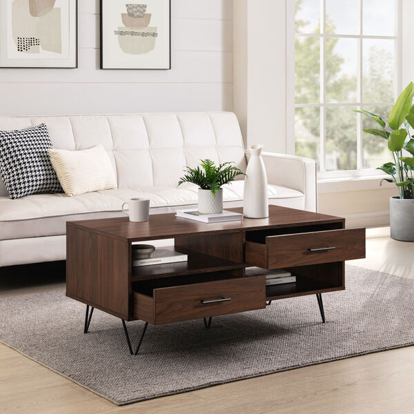 Croft Two-Drawer Coffee Table with Hairpin Legs