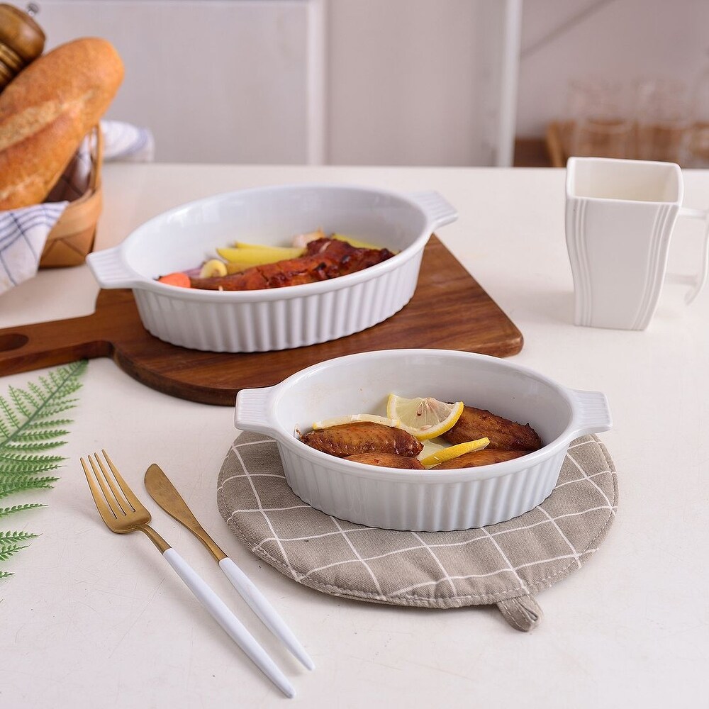 MALACASA  Series Bake.Bake  Ceramic Oval Baking Dish Bakeware Set