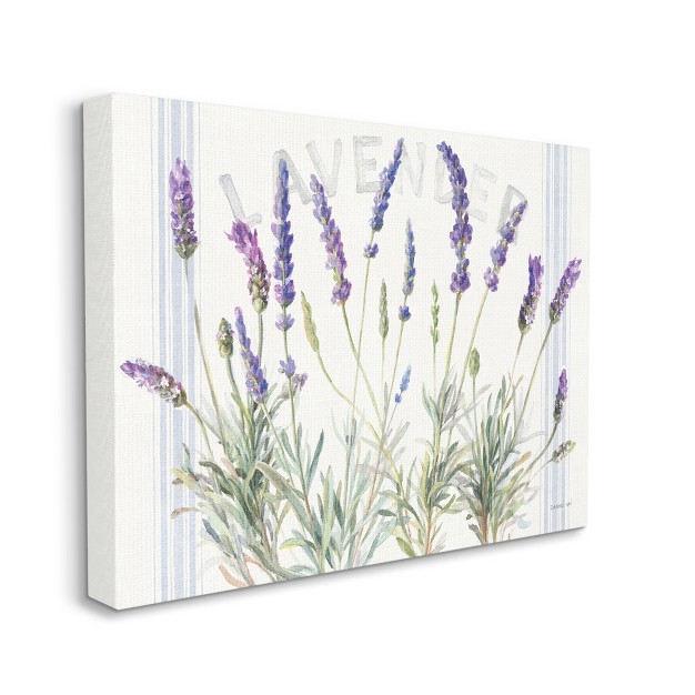 Stupell Industries Lavender Floral Cluster Farmhouse Bistro Stripes