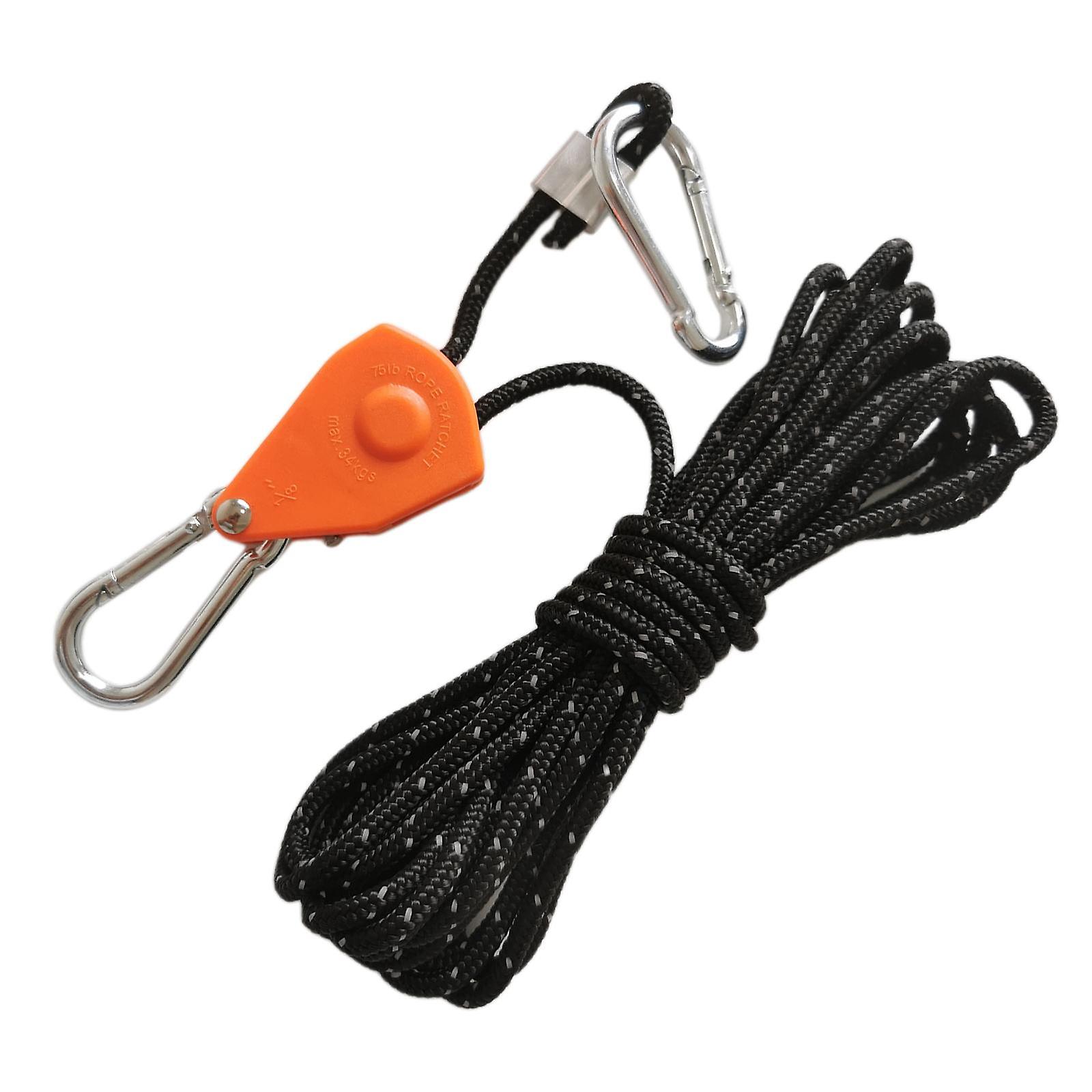 Rope Hanger Ratchet Tightener Grow Light Hangers For Outdoor Canopy Climbing 4m Black