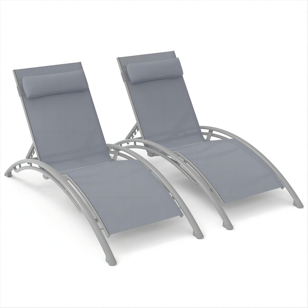 Outdoor Chaise Lounge Set of 2 Patio Recliner Chairs