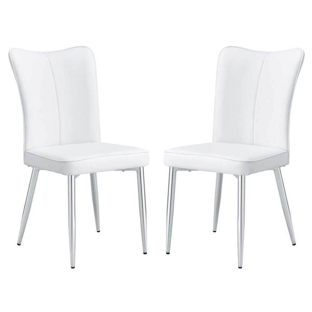 PU Leather Dining Chairs with Metal Legs  Set of 2