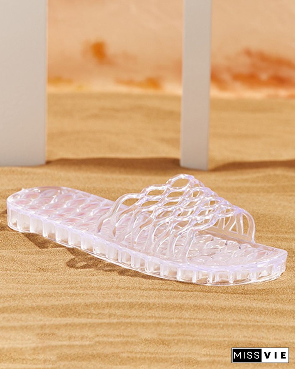 Clear Perspex Cutout Open Toe Casual Slipper