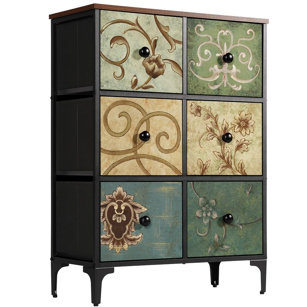 Dresser with 6 Drawers  Tall Storage Dresser for Bedroom  Modern Chest of Drawers for Closet