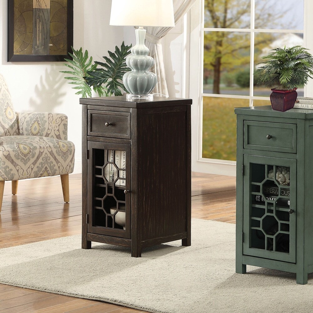 Emma Transitional 18 inch Solid Wood 1 Drawer Side Table by Furniture of America