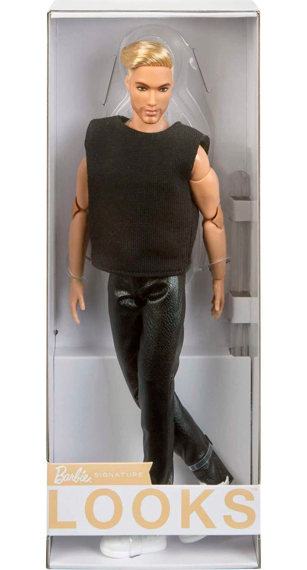 Barbie Signature Posable Barbie Looks Ken Doll, Blonde with Facial Hair