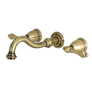 Kingston Brass Restoration 2-Handle Wall-Mount Roman Tub Faucet in Antique Brass (Valve included) HKS3023AL