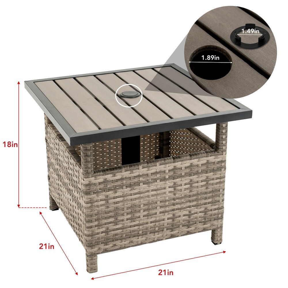 Patio Rattan Wicker Storage Side Table 18\