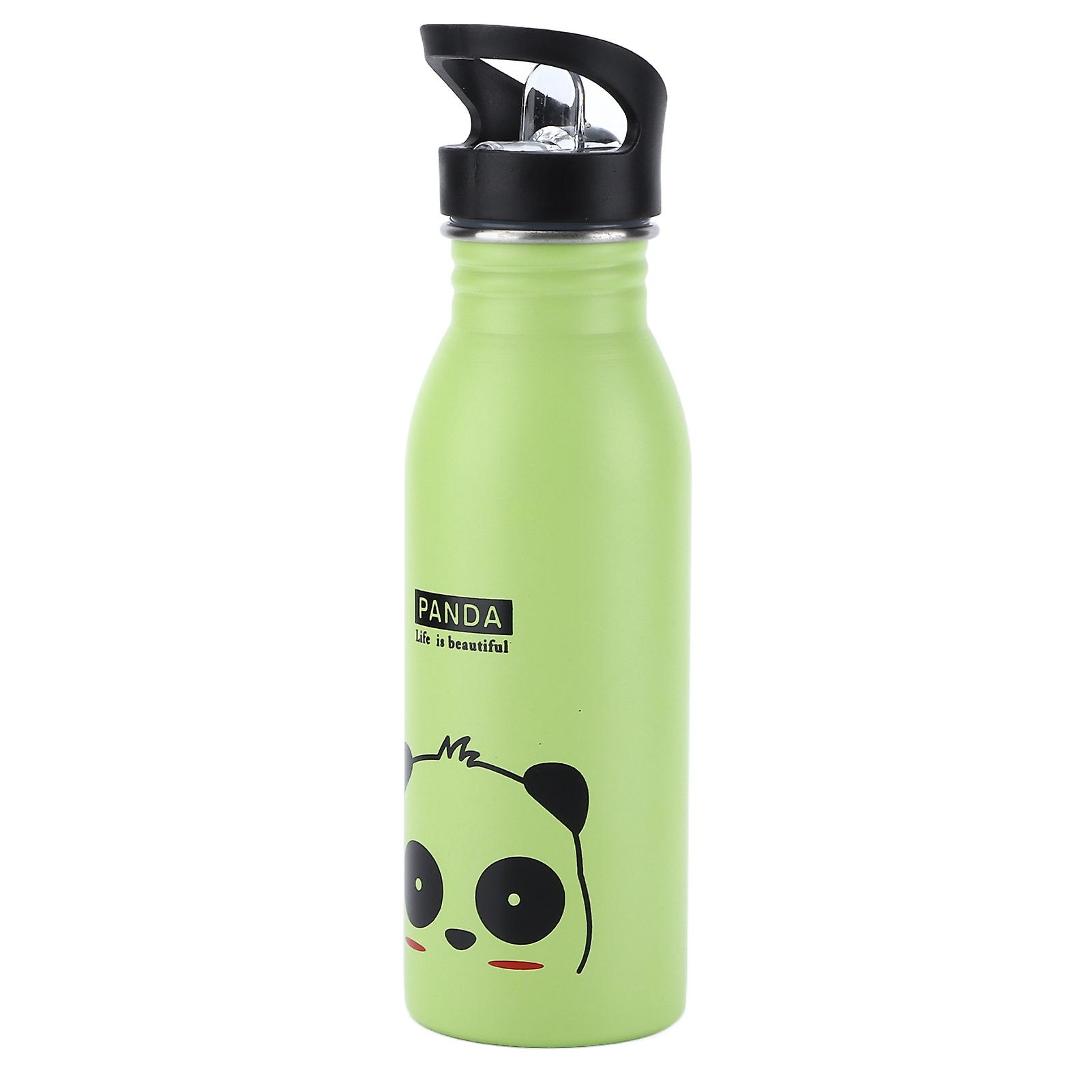 Stainless Steel Sport Water Bottle 500ml Cute Vacuum Insulated Water Bottle With Sucking Mouth For Outdoor Sportsgreen Panda