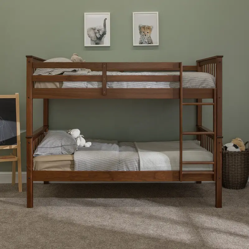 Contemporary Medium Brown Twin-Over-Twin Bunkbed - Walker Edison