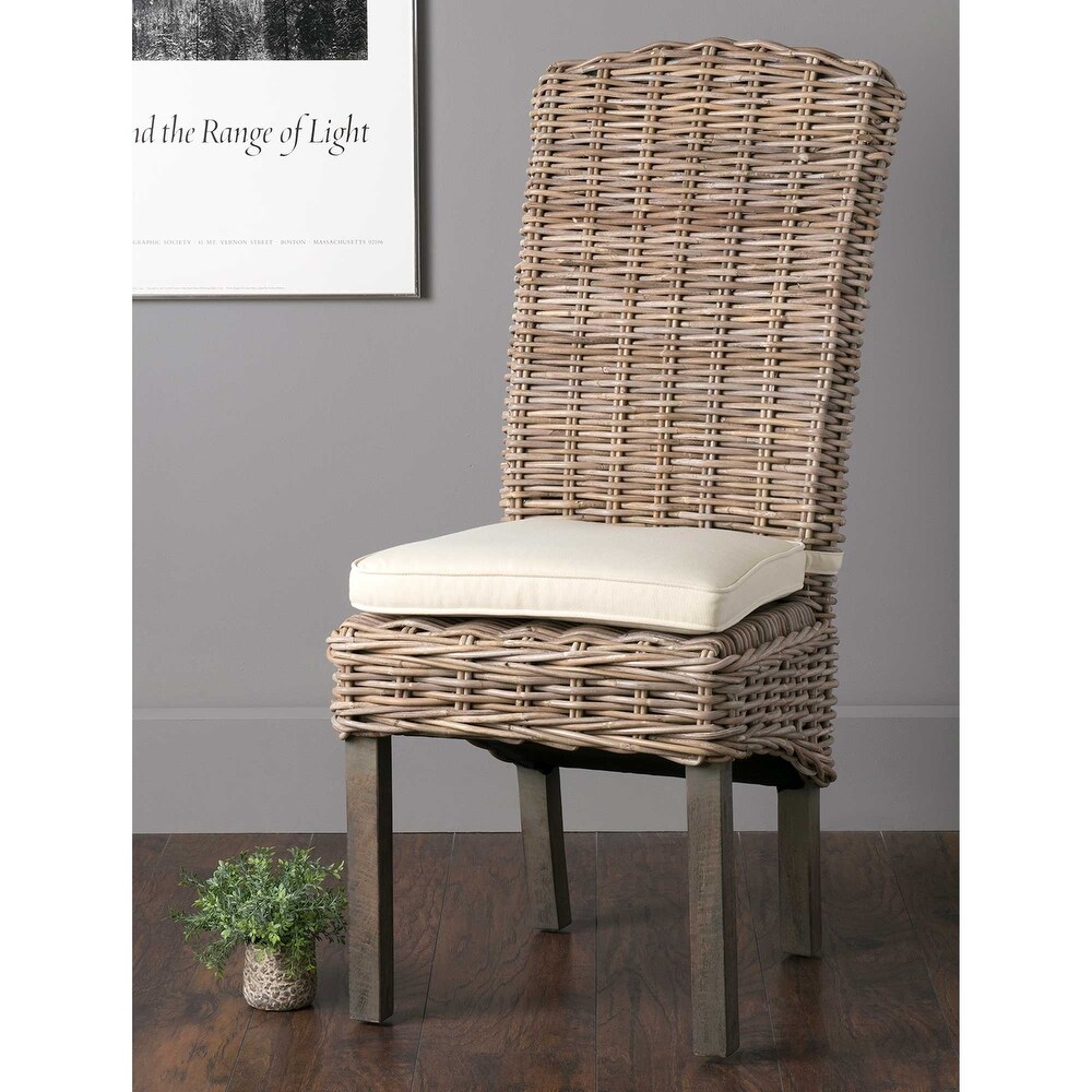 East at Main Natural Rattan Cushioned Dining Chairs (Set of 2)