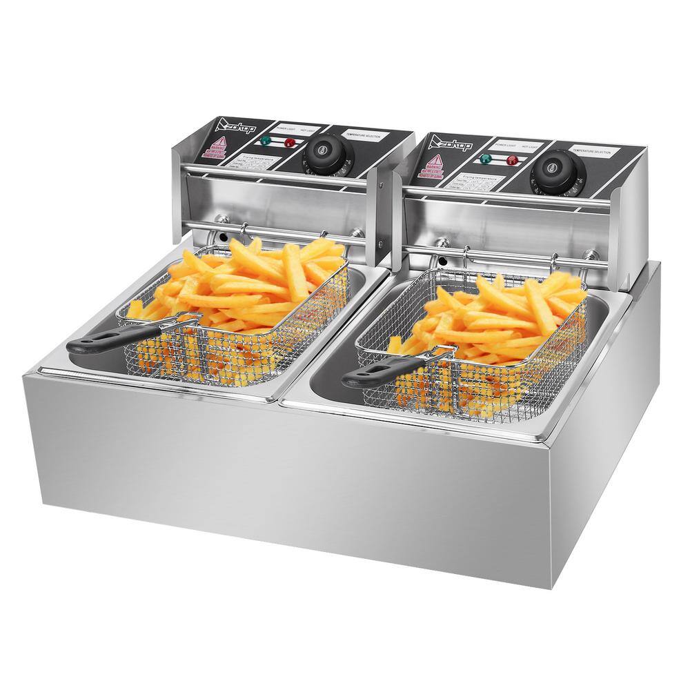 Winado 12.7 qt. Stainless Steel Double Electric Deep Fryer 546530778960