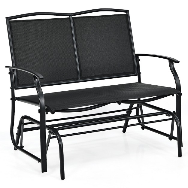 Costway Patio Glider Rocking Bench Double 2 Person Chair Loveseat Garden Grey black