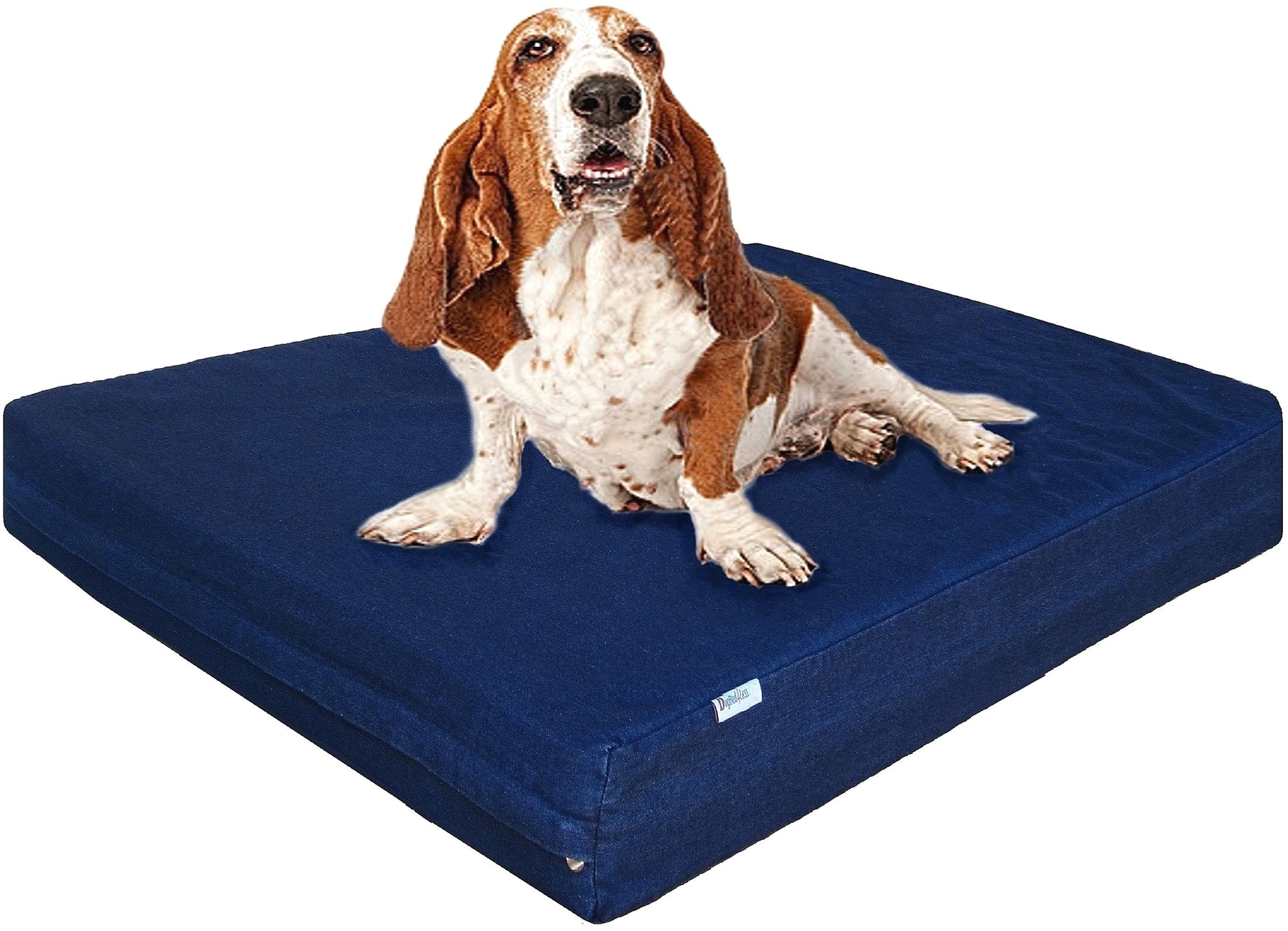 Extra Large Orthopedic Waterproof Memory Foam Dog Bed for Medium to Large Pet 40"X35"X4", Denim Blue Washable Cover