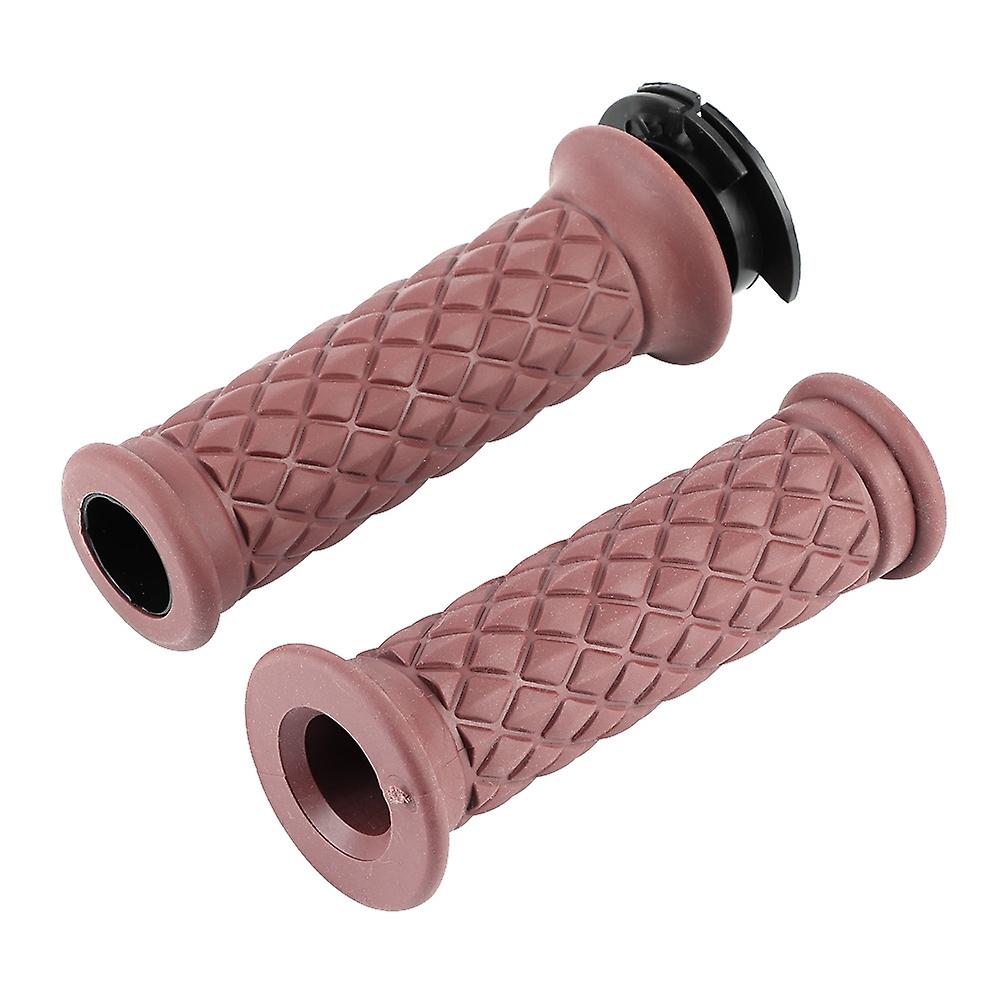 2pcs 7/8in Motorcycle Handle Grip Retro Style Anti-slip Handlebar Modified Riding Partscoffee