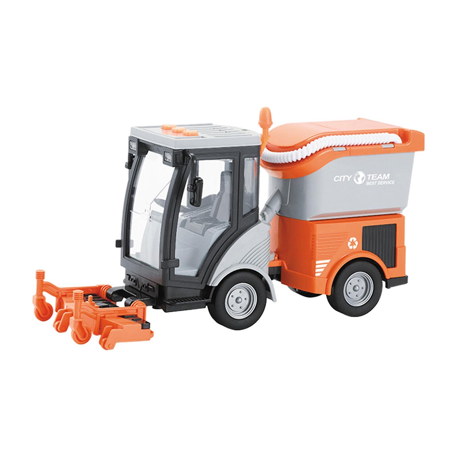 Heavy Duty Cleaning Vehicle Kids 1/16 Street Sweeper Truck Birthday Gift Orange