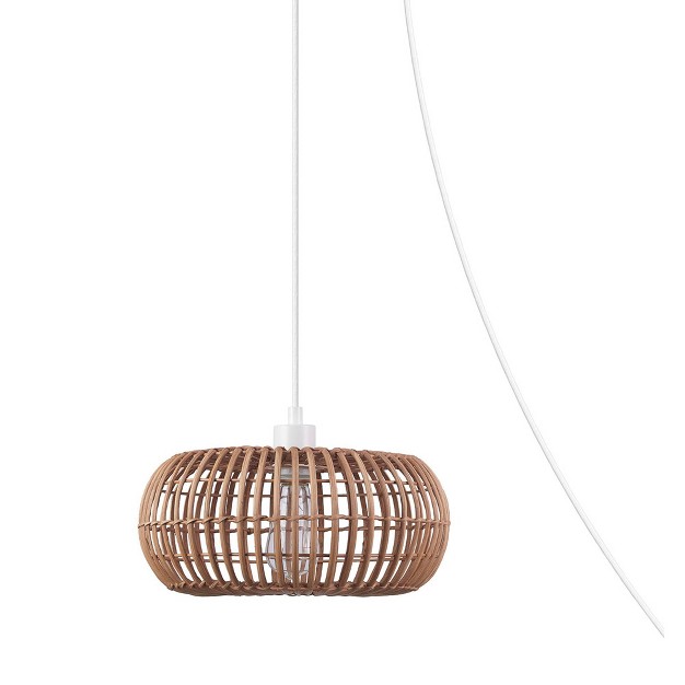 Fitz 1 light Plug in Or Hardwire Rattan Shade Pendant Lighting Globe Electric