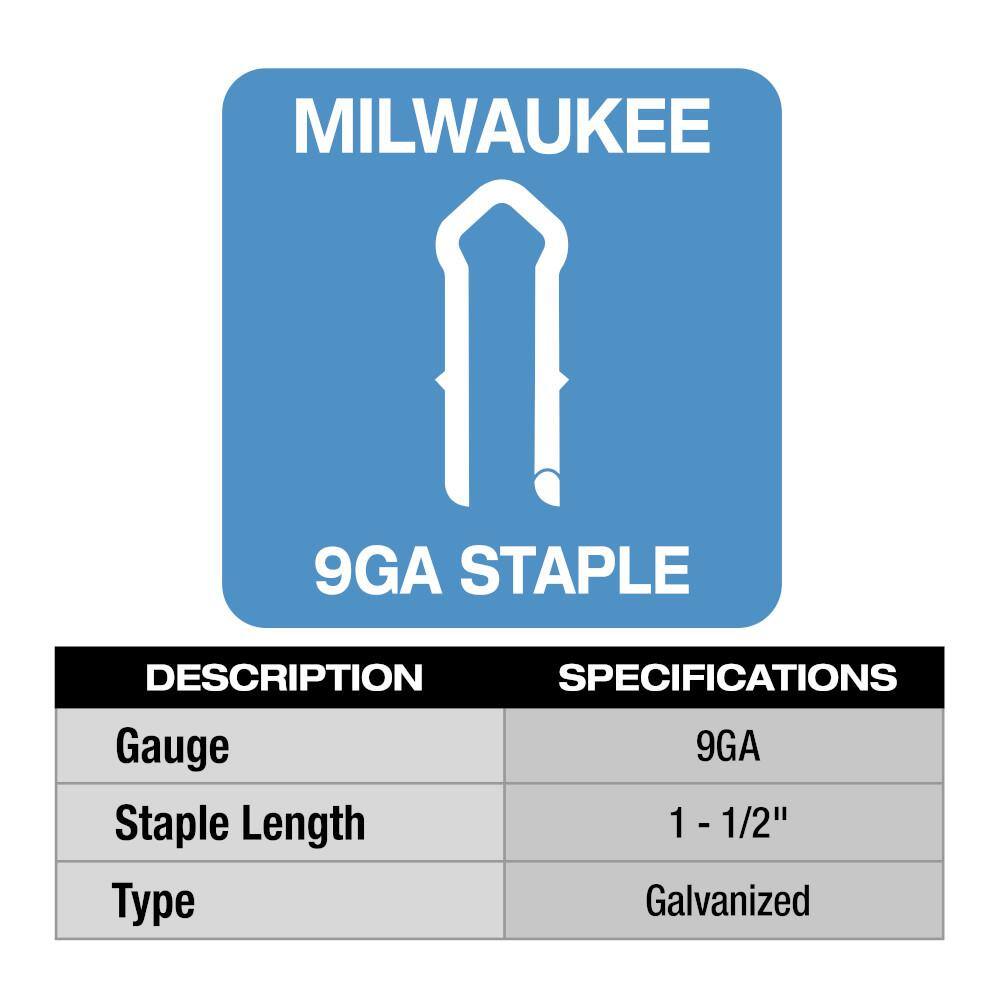 MW 1-12 in. 9-Gauge Galvanized Staples for M18 FUEL Utility Fencing Stapler (960 Per Box) MPU112-960