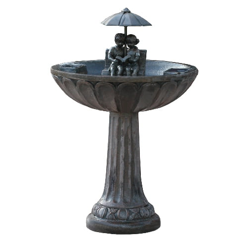 Smart Solar 20326R01 Umbrella Series Solar Fountain: Boy and Girl Reading on Bench