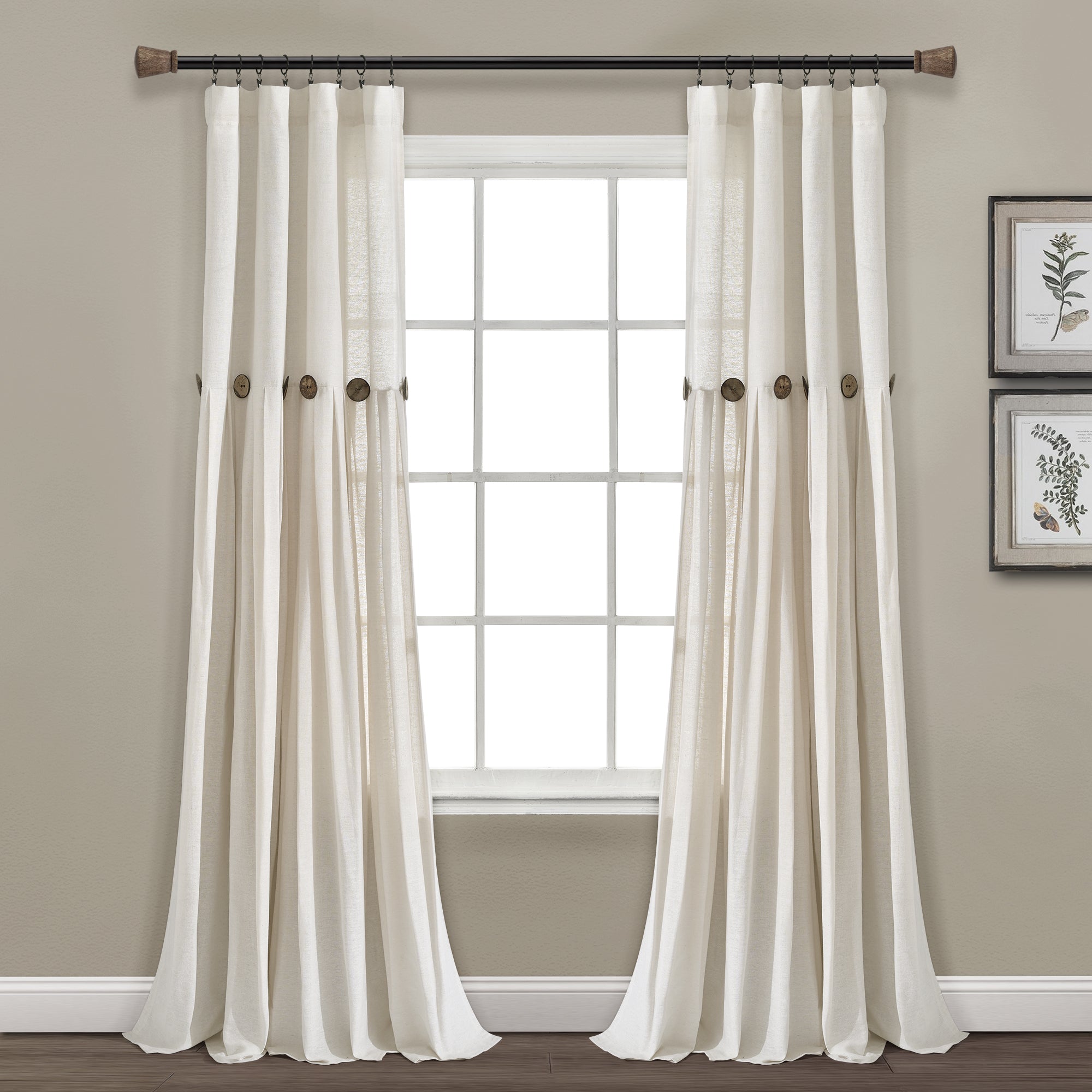 Linen Button Window Curtain Panel