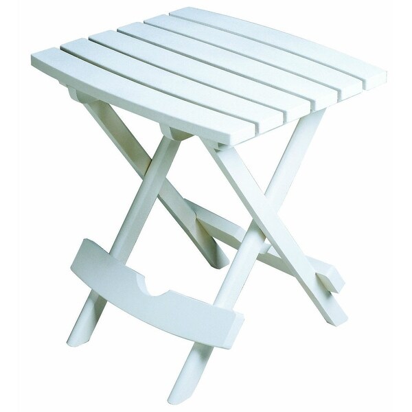 Outdoor Fast Folding Patio Side Table，White Weather Resistant Resin