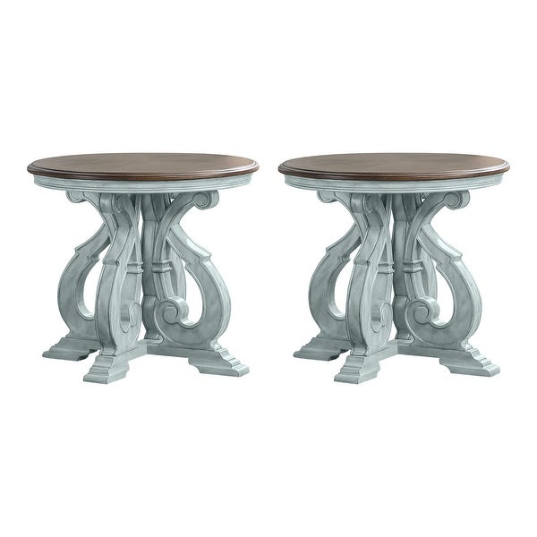 Furniture of America Roah Rustic 25-inch Scrolled Side Table (Set of 2)