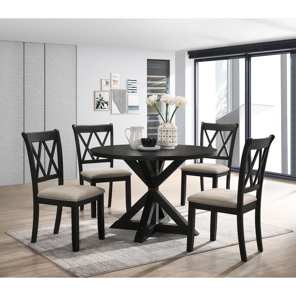 Roundhill Furniture Windvale 5 pc. Cross back Wood Dining Set