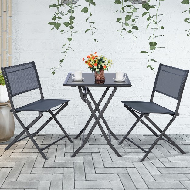 Costway 3pcs Bistro Set Garden Backyard Table Chairs Outdoor Patio Furniture Folding