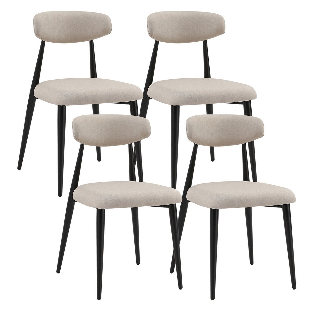 Recreational Dining Chairs Set of 4  Upholstered Dressing Chairs with Round Backrest and Metal Legs for Kitchen Terrace