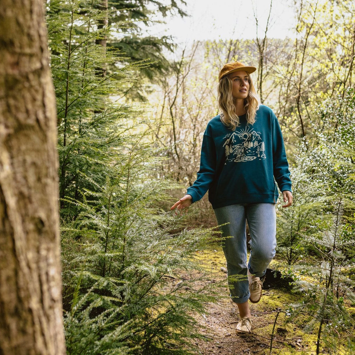 Early Riser Recycled Cotton Oversized Sweatshirt - Blue Coral