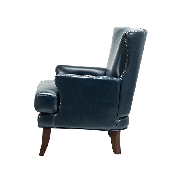 Anatole Modern Leather Wingback Arm Chair with Nailhead Trim by HULALA HOME