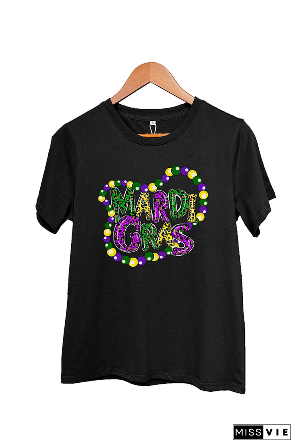 Mardi Gras Letter Print Short Sleeve Graphic Tee Wholesale