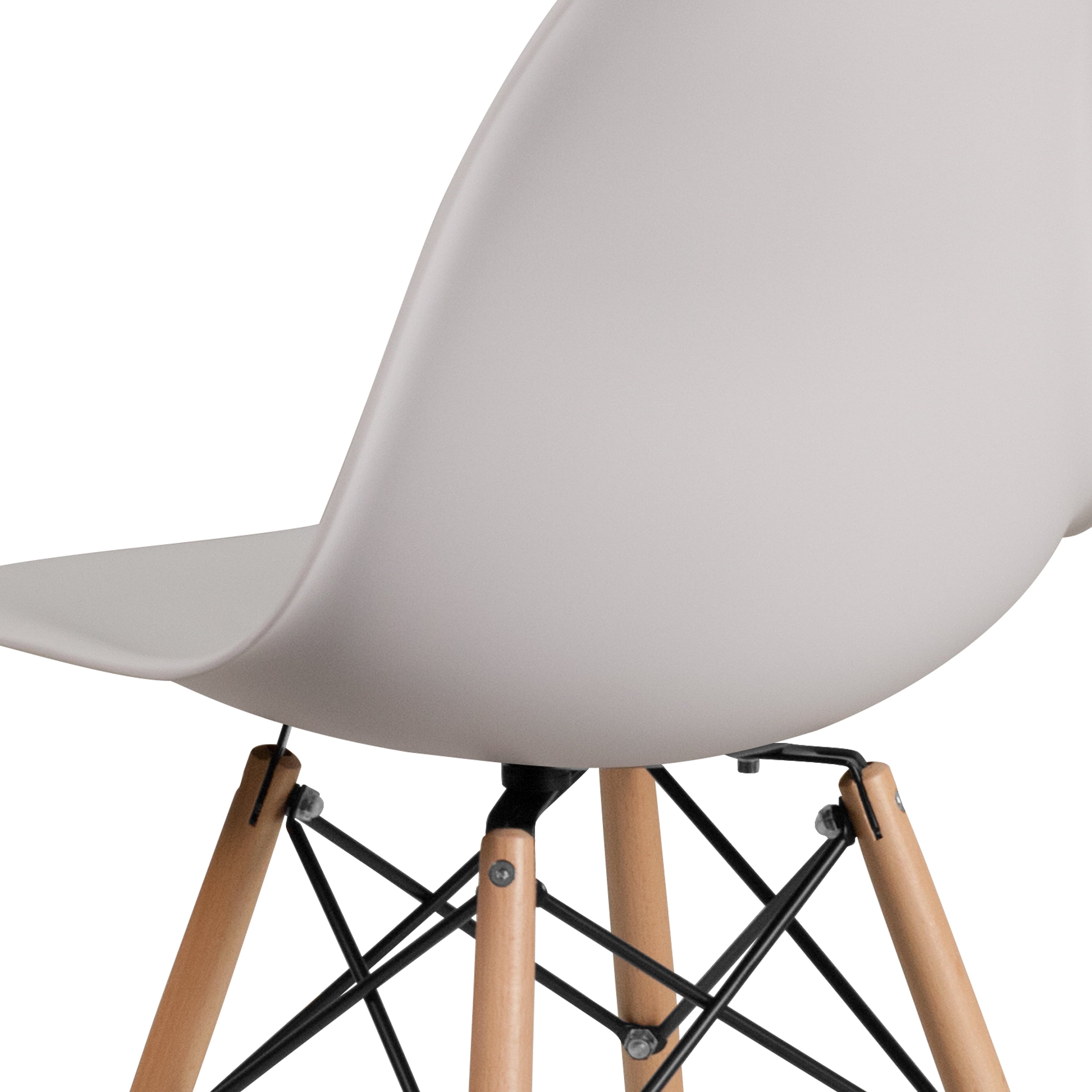 Emma + Oliver White Plastic Chair with Wooden Legs