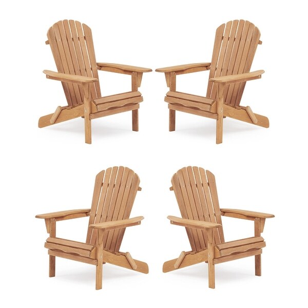 Set of 4 Outdoor Garden Solid Wood Folding Lounge Adirondack Chairs