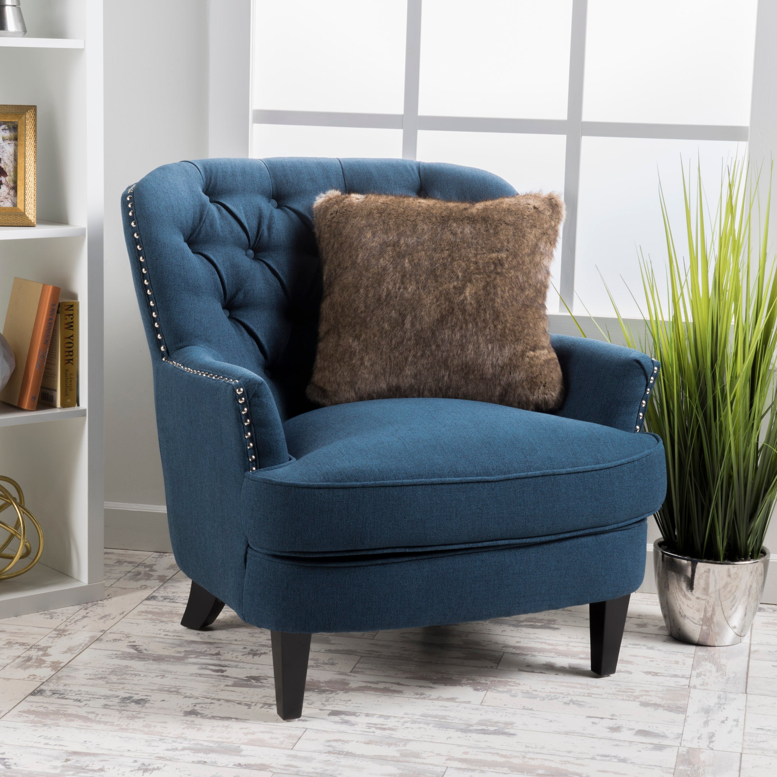 Alfred Button Tufted Fabric Club Chair