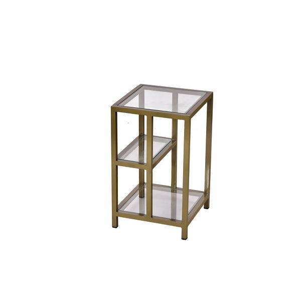 Gold Side Table Iron With Glass Top 13x13x21 Inch