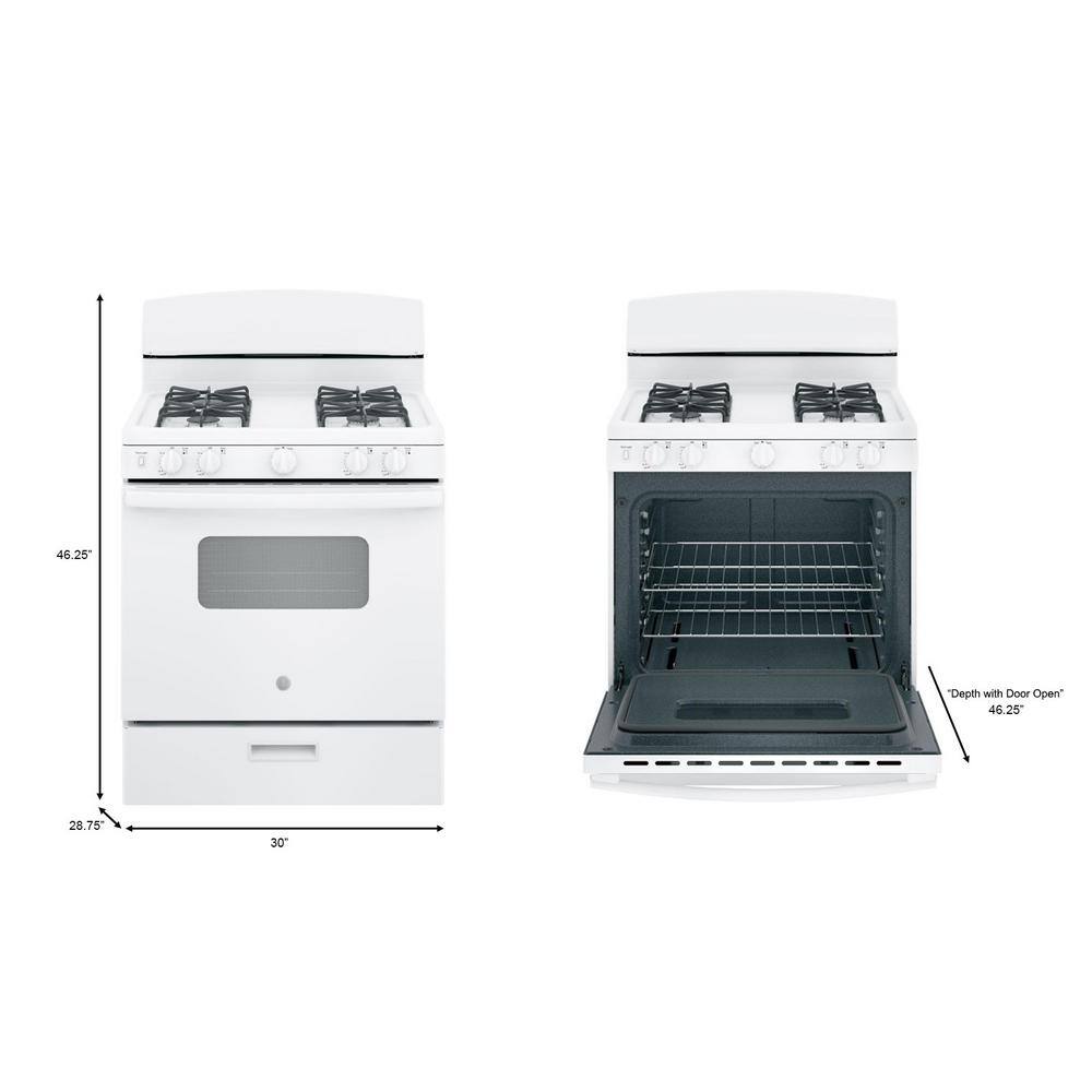 GE 30 in. 4.8 cu. ft. Freestanding Gas Range in White JGBS10DEMWW