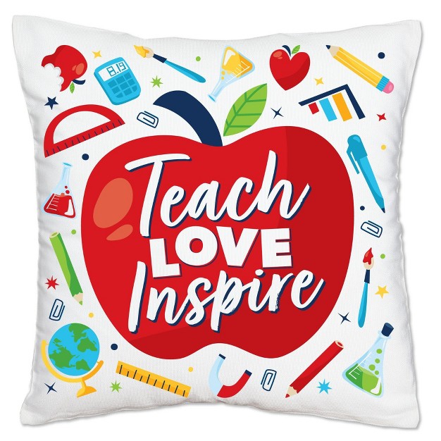 Big Dot Of Happiness Thank You Teachers Teacher Appreciation Home Decorative Canvas Cushion Case Throw Pillow Cover 16 X 16 Inches