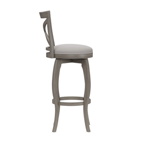 Ellendale X-Back Wood Padded Swivel Bar Height Stool