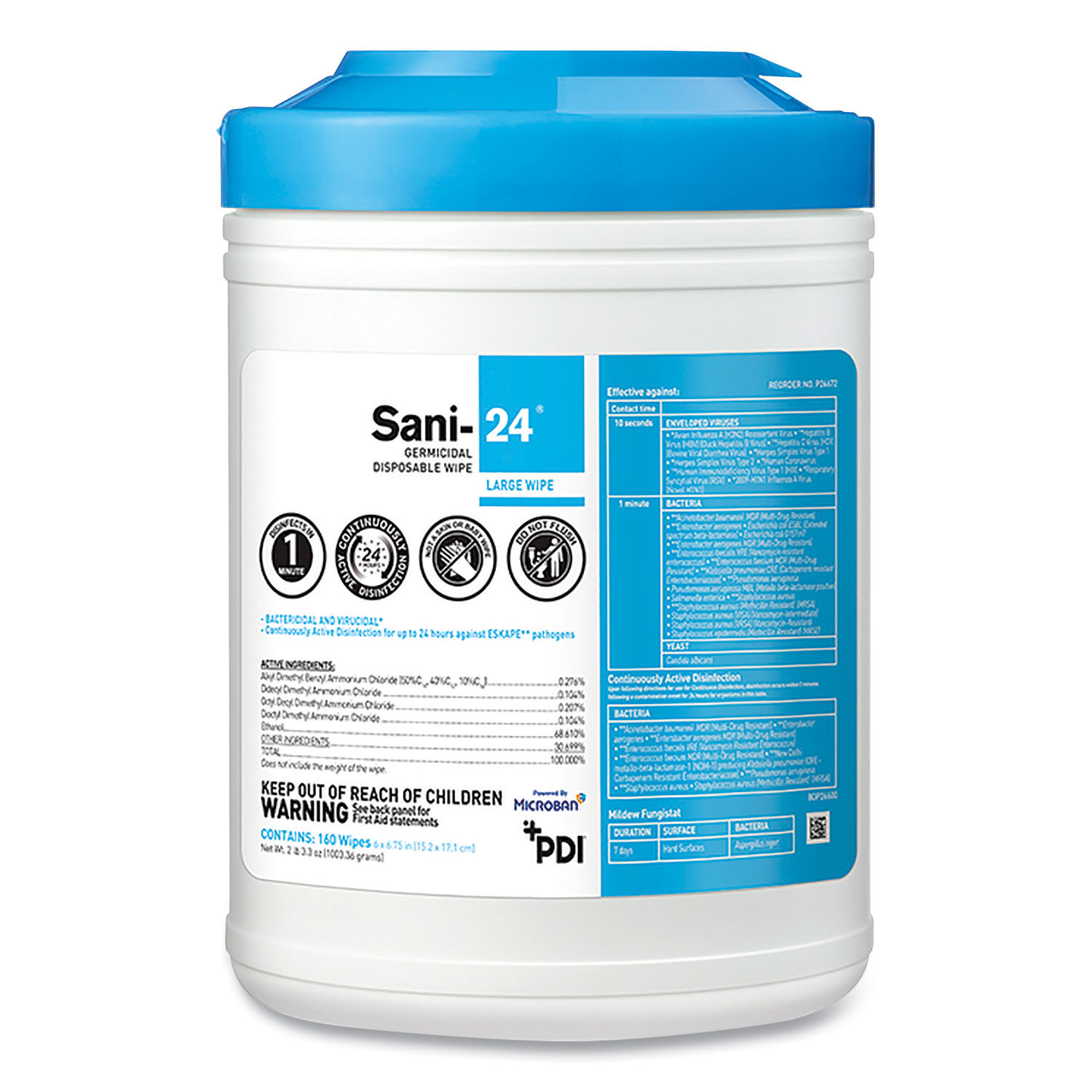 Sani-24 Germicidal Disposable Wipes by Sani Professionalandreg; PDIP26672