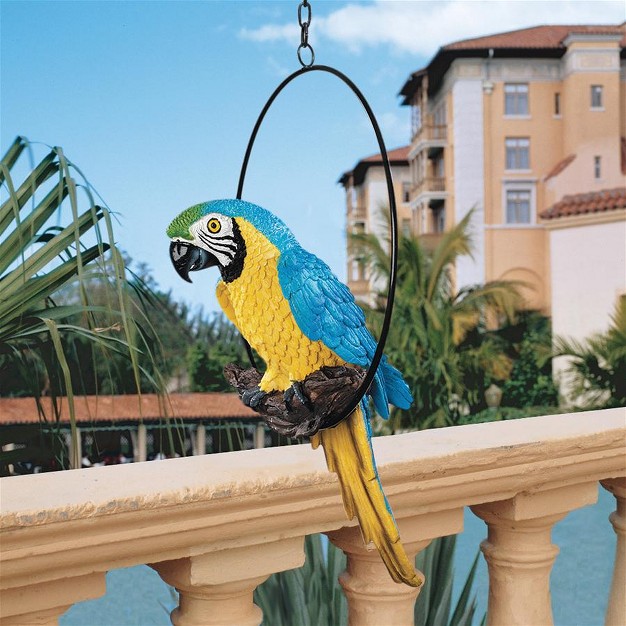 Design Toscano Polly In Paradise Parrot On Ring Perch Medium